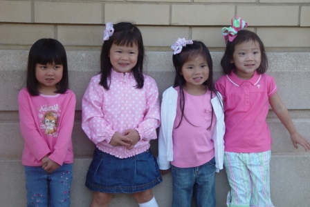 Pink girls: Kasen, Leah, Eden, Mia